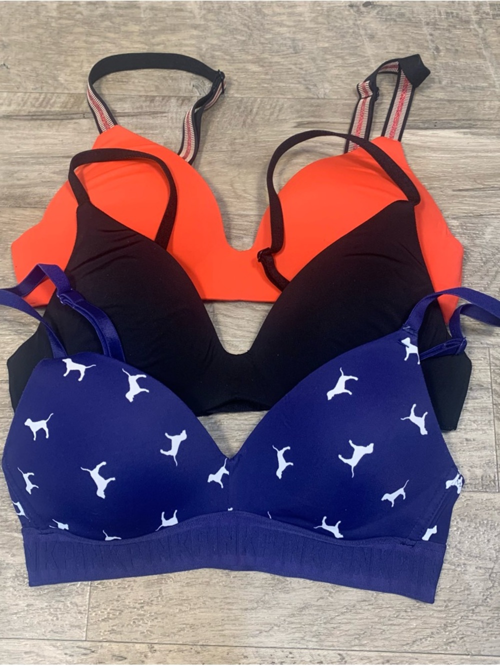 Victoria Secret 3 Lightly Lined Wireless Bras Logo PINK